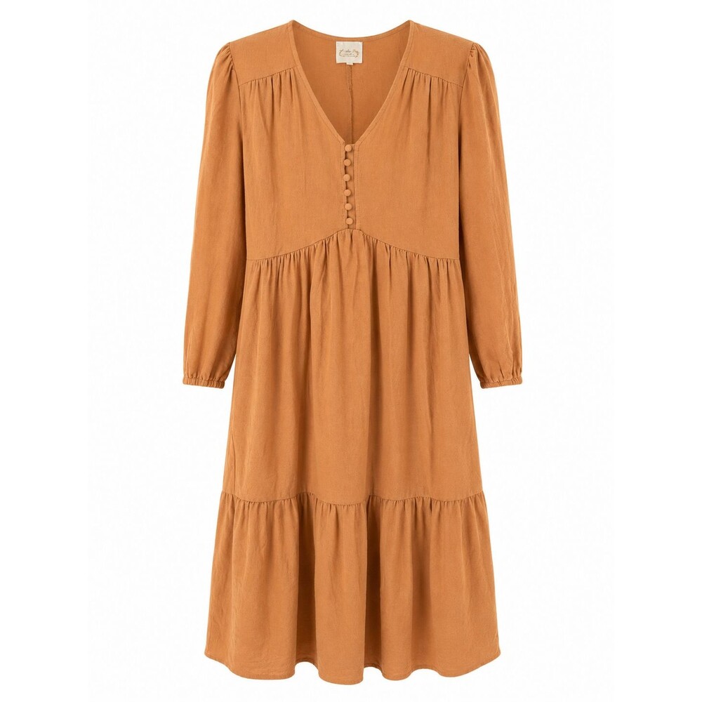 Women’s Shop Sunday Boutique Boho Tiered Midi Tan Dress Size S